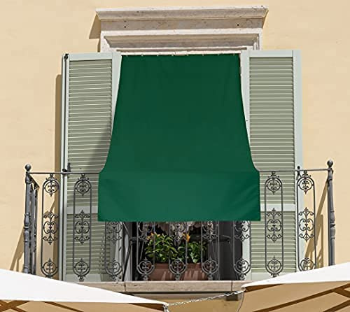 Corredocasa Tenda da Sole a Righe per esterno Balcone Veranda Terrazzo terrazzino casa con Anelli e Ganci Tessuto Resistente da Esterno (140x250 cm,Tinta Unita Verde)
