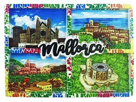 Mallorca Spanien Attraktionen 3D-Kühlschrankmagnet, Souvenir, Geschenk, Harz, handgefertigt, Mallorca-Kühlschrankmagnet, Heim- und Küchendekorationssammlung