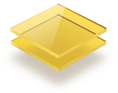 Feuille acrylique Jaune teinté 3 mm - d'une dimension allant de 10x10 cm à 100x230 cm. Résistance aux UV, PMMA de haute qualité, Film protecteur sur les deux faces, Ne présente aucun bord tranchant.