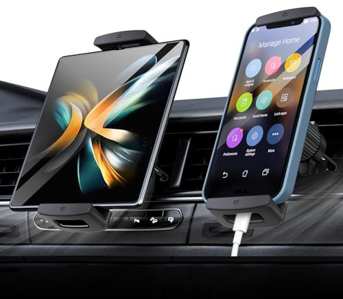 xuenair Z Fold Auto Handyhalterung - 60° drehbar, Fester Halt, fällt nie ab - iPad mini Handyhalterung Auto Lüftung für Samsung Z Fold 7 6 5 4 3 iPhone Samsung und mehr 4-12.9 Gerät