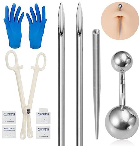Tadipri 11Stück Piercing Set Chirurgenstahl Retainer mit Klemmhandschuhen Körperpiercing Werkzeugset für Bauchnabel Ohr Piercing