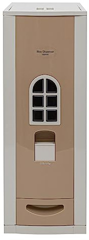 [Shinil] Luxury Rice Dispenser, Sealed Moisture Proof Rice Container Storage, Food Dispenser Kitchen Organization for Rice, Max 50.71 lbs (23kg) Capacity SIF-55, Light Brown