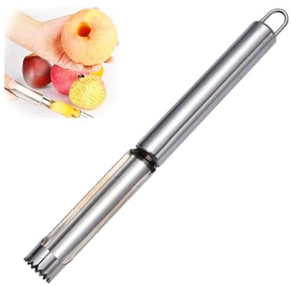 Descorazonador de manzanas, fácil extracción de granos de manzana, cortador de manzana, cortador de manzana de acero inoxidable, mango cómodo para manzanas asadas, tartas de manzana, anillos de