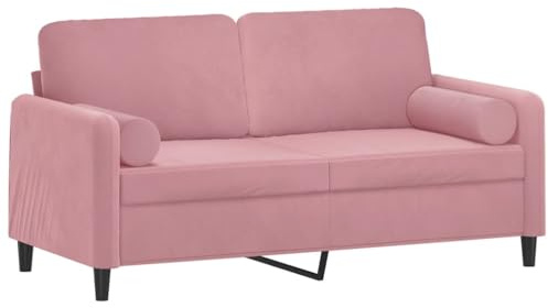 vidaXL Sofa 2 Sitzer, Couch mit Zierkissen, Liegesofa für Wohnzimmer, Polstersofa Sessel Relaxsofa Loungesofa Relaxcouch, Rosa Samt