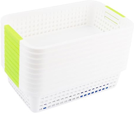 Garneck Sortierkorb-set Aus Kunststoff 10-teilig Große Aufbewahrungsbehälter Löcher Atmungsaktiv Schreibtisch-organizer Für Küche Und Zuhause Zufällige Farbe