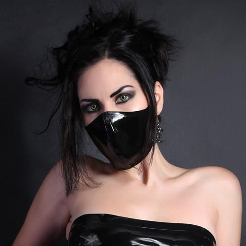 SALANSEX Masque facial réglable en latex fait à la main Noir Mode Lavable (1 pièce)