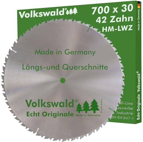 Volkswald ® HM-Sägeblatt LWZ 700 x 30 mm Z= 42 Kreissägeblatt Wechselzahn Präzisions-Sägeblatt mit Spanabweiser für Hartholz Naturholz Brennholz Leimholz Kappsäge Wippsäge Tischkreissäge