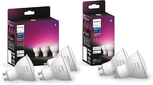 Philips Hue White & Color Ambiance GU10 LED Spots 5-er Pack (350 lm), dimmbare LED Lampen für das Hue Lichtsystem mit 16 Mio. Farben, smarte Lichtsteuerung über Sprache und App