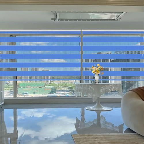 Doppelrollo Klemmfix Verdunkelung 35 x 240 cm Hitzeschutz Energiesparend Fensterrollo Lichtdurchlässig Inkl. Montagematerial für Fenster Und Tür, Blau