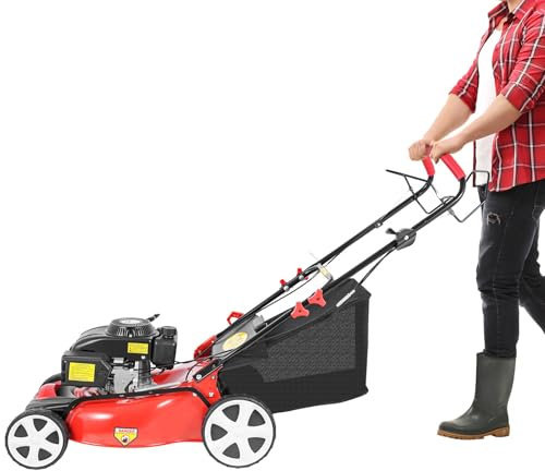 vinnyooc Tosaerba a benzina, 155 x 52 x 110 cm, motore a benzina a 4 tempi, grandi cesoie con azionamento 51 cm, larghezza di taglio 8 posizioni, regolazione 60 l