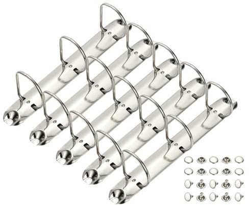 PATIKIL A5 3 Hole Ring Binder Mechanisms, 5 Set 1.5 D Ring Replacement Binder Planner Loose Leaf Binding Spines for Organizers DIY Fill Paper Storage Folder Accessories, 26mm Silver Tone