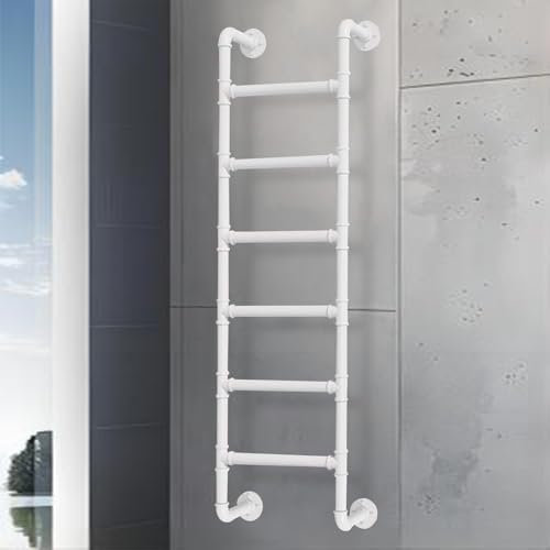 2,4 m weiße Eisen-Notfallleiter für Fensterbrunnen, Mehrzweck-Trittleiter aus Metall für Lager-Dach, Outdoor, Wandmontage, Rettungsleiter