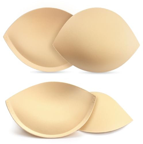 KSang Inserti push-up per reggiseno da donna, 2 paia di coppe per aumentare il seno, aggiungere 1-2 taglie all'istante A/B, coppa C disponibile, Beige, C