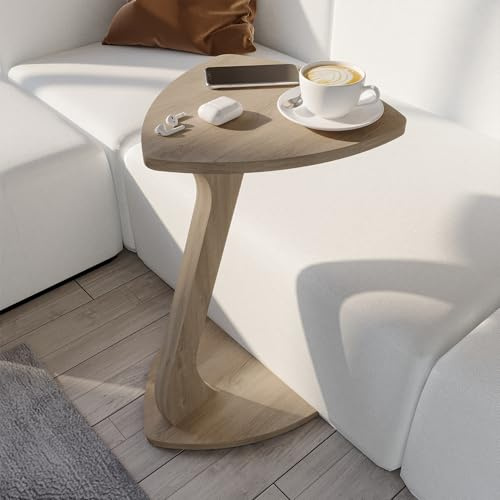 sugodesign Beistelltisch Couch, Kleiner Beistelltisch C-Form, Sofatisch in stylischer Smoky-Oak Optik, Kleiner Couchtisch fürs Wohnzimmer, ideale Ablagefläche für Laptops, Tassen, Trigon