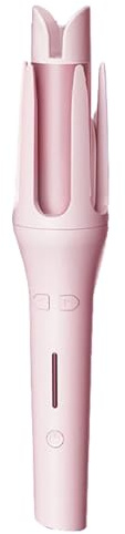 Automatic Hair Curler 3 Temperature & Timer Settings, Auto Shut-Off, Anti-Scald Rotating Curling Wand (Pink)