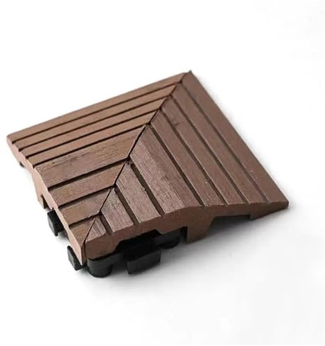 NJIEzhao Outdoor Deck Tiles 1pcs Outdoor Plastic Wood Flooring Patio Villa Terrace Garden Splicing Co-extruded Round Hole Wood(Matching corners)
