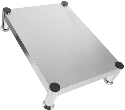 HEALLILY Support de Poêle en Acier Inoxydable Antidérapant pour Cuisinière à Gaz, Étagère Cuisine Polyvalente Argentée, Accessoire Moderne pour Rangement Minimaliste