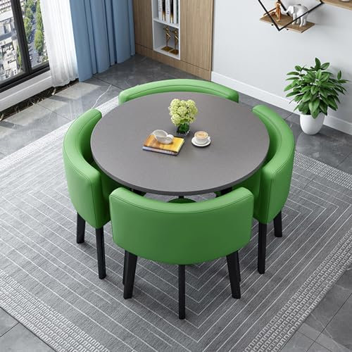 Modernes rundes und quadratisches Esstisch-Set mit 4 Stühlen, 80 cm, stilvoller Konferenztisch und Stuhl-Kombination, Holz-Küchen- und Empfangstisch für Esszimmermöbel