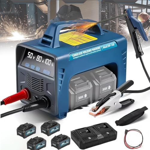 GJBMXSM Mini Stick Welder Machine,220V 160A ARC Portable MMA Welding Machine for Beginners, Welding Machine with 4 x 6.0Ah Battery, IGBT Inverter Welder,Hot Start Arc Force Anti-stick