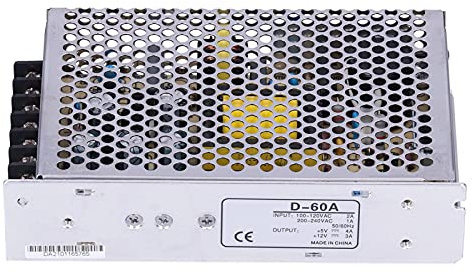 Wakects Fuente de Alimentación de Conmutación de LED, Funcionalidad de Energía Dual, Rendimiento Superior, Carcasa de Aluminio Galvanizado Resistente, Diseño Confiable, 5V/4A, 12V/3A, 60W, 115/230VAC