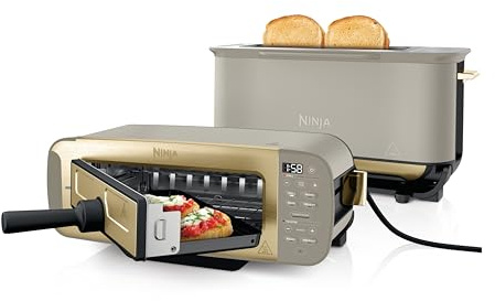 Ninja Foodi 3-in-1 Toaster, Grill and Panini Press with Flip Design, 7 Cooking Functions, 7 Toast Shades, Includes Panini Press, Bake Tray and Crumb Tray, Stone Gold ST202UKSTGD