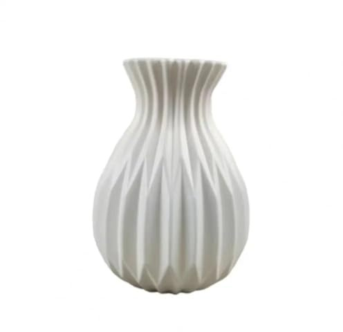Vaso decorativo da scrivania, vaso per fiori in plastica, contenitore per fiori, stile nordico, per decorazione della stanza, matrimonio (bianco)