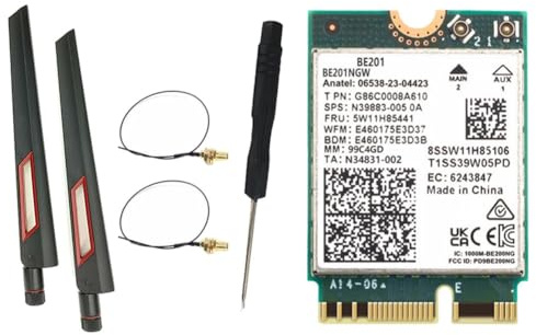 Oiqippnbv BE201 Scheda WIFI7 8774Mbps Tri-Band BT5.4 WiFI7 Scheda WiFi Wireless M.2 Cnvio3 AX211 per Win10/11 64-Bit+2X10DB Antenna