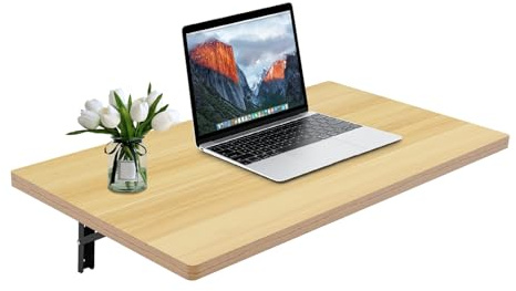 SuhoFutus Banco de trabajo de pared plegable con capacidad de carga de 250 kg, mesa plegable de madera, 81 x 45,5 cm, soporte de pared robusto para taller y garaje, mesa de comedor, escritorio que