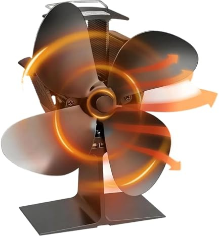 wood stove fan, Heat Powered Stove Fan For Wood Fast Start 4-Blade Fireplace Fans Ultra Quiet Increases 80% More Warm Air Energy Saving,for Fireplace