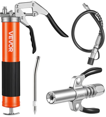 VEVOR Pistolet à Graisse Manuel 551 bar Pistolet Graisseur Poignée 0,4 L pour Machines Automobiles Agricoles Industrielles, Flexible 45,7 mm Raccord de Graisseur Tube d'Extension Rigide 1 Buse Pointue
