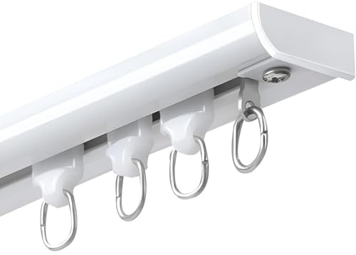 Genérico Carril de Cortina de Techo Ultrafino de Aluminio,Montaje fácil,Separador de ambientes para salón y Dormitorio(Size:2.9m(9.5ft),Color:Blanco)