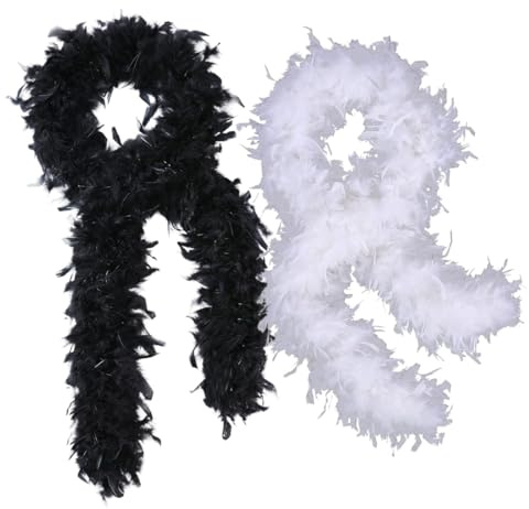 UIEXEA 2 Pezzi Boa, 2M di Grandi Piume per Decorazioni Soffice Sciarpa di Piume Adatta per Matrimoni, Bouquet Fai da Te