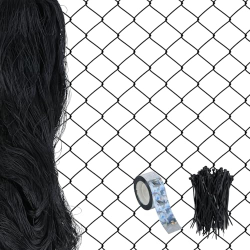 Rete Anti Piccioni, 7,5 x 7,5 mRete Anti Uccelli per Orto, Rete di Protezione per Uccelli resistente ai raggi UV, + 1 rotolo di nastro riflettente per protezione uccellio e 100 fascette stringicavo