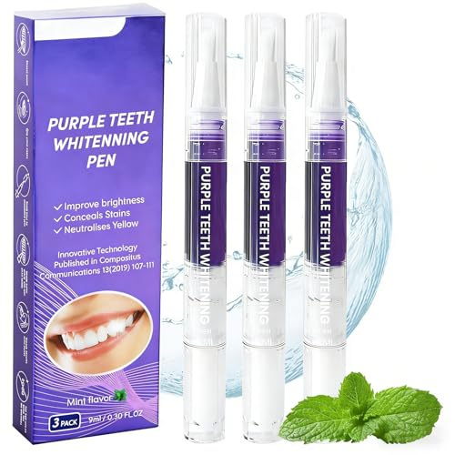 Zahnaufhellung Stift Bleaching Zähne, Purple Teeth Whitening Pen, Zähne Aufhellen Stift für Schnelles Bleaching Zähne,Effektiv Flecken Entfernen, Strahlend Weiße Zähne