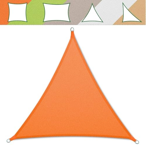 casa pura Voile d'Ombrage Triangulaire, Toile Epaisse, Résistante et imperméable, Protection Solaire Durable - Lavable en Machine (Orange - Forme Triangulaire, 5 x 5 x 5 m)