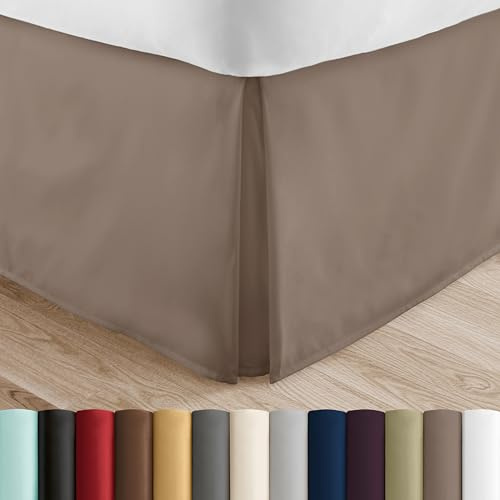 Linen Market Bed Skirt - Ultra Soft Microfiber - Easy Fit with 14 Inch Tailored Drop - Hotel Quality, Shrinkage & Fade Resistant - Bed Cover - Queen Bed Set - Bedroom Décor - (Queen, Taupe)