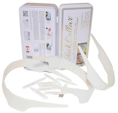 Slick Collar Shirt Collar Support System set with 3 adjustable, 10 premium Collar Stays & a Durable tin Travel EDC Box in White