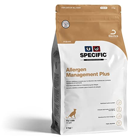 SPECIFIC® Allergen Management Plus (FΩD-HY) 2kg - Hypoallergenes Katzenfutter mit hydrolisiertem Lachs - Trockenfutter für Katzen - Omega3 - Glutenfrei - Alle Altersklassen- DECHRA Veterinary Products