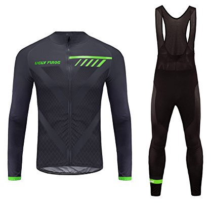 Bike Wear Winter MTB Herren Fahrradbekleidung Set Langarm Atmungsaktiv Radtrikot Fahrrad Trikot (Radjacke Langarm und Fahrradhose mit 3D Sitzpolster)