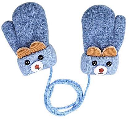 Baby Kleinkind Winter Handschuhe Fäustlinge auf Schnur Niedlicher Warm Baby Fäustel mit Plüsch Winter Weich Doppelt Strickhandschuh Kinder Schnee Handschuhe für Baby Mädchen Jungen 0-3 Jahre Geschenk