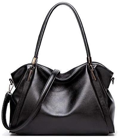 Coolives Hobo Sac à épaule avec Bandoulière pour Femme Elegant Sacs a Main en Cuir PU Sac Cabas Horizontal Sac a Tote Noir