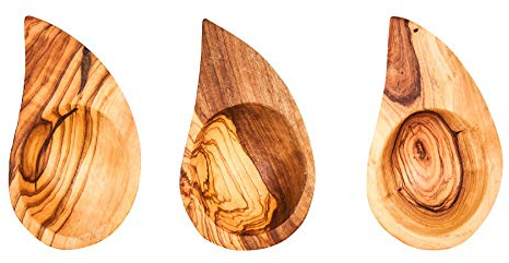 levandeo 3er Set Dipschale 12x6cm Olivenholz Tropfen Mini-Schale Antipasti Schälchen Küche Unikat Holzschale Dekoschale Natur Tischdeko Snackschale