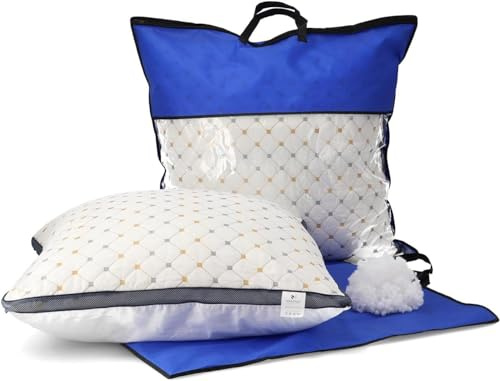 New Lot de 2 oreillers, Housse 100% Coton, Rembourrage en Microfibre de Haute qualité, Coussin de Couchage Ferme et de Soutien, Oreiller de lit pour Personnes allergiques, Respirant (50 x 70 cm)