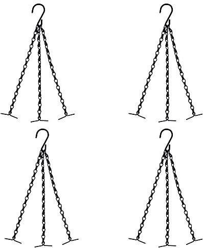 KHBNHJ 4PCS 23.6 inch Hanging Basket Chains 3 Point Hanging Chains Flower Pot Hanger with Hooks Replacement Chain Hanger for Bird Feeders, Planters, Lanterns and Other Ornaments (Dual-hooks)