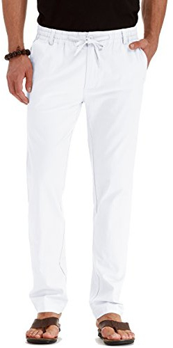 Sailwind, Pantalones de lino para hombre con cordón, estilo informal, de verano, ideal para la playa, 28
