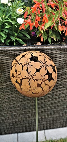 Jürgen Bocker Gartenambiente Rosenkugel Flower 10 cm - 20 cm Cortenstahl mit Stab 80 cm (20 cm)