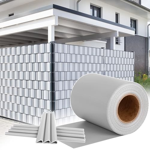 XMTECH PVC Sichtschutzstreifen 35mx19cm für Doppelstabmattenzaun Grau | Blickdichtes Design für mehr Privatsphäre, UV-beständig und wetterfest, einfache Montage mit Clips für Garten Terrasse Balkon
