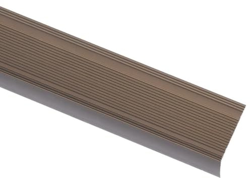 vidaXL Perfiles de peldaños forma de L 5 uds aluminio marrón 134 cm, cantonera para peldaños, perfil de seguridad para escalera, laminado para peldaños