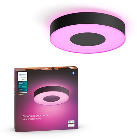 Philips Hue White and Color Ambiance, plafonnier connecté Xamento M Noir, compatible Bluetooth, fonctionne avec Alexa, Google Assistant et Apple Homekit