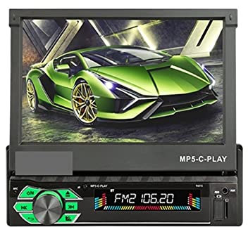 Rétractable 1 Din Radio Autoradio Audio 7 Pouces MP5 MP4 Lecteur Aux/USB/TF/FM/écran Tactile/Bluetooth Menu 3 Langues (Couleur : Carplay Only Radio) Little Surprise